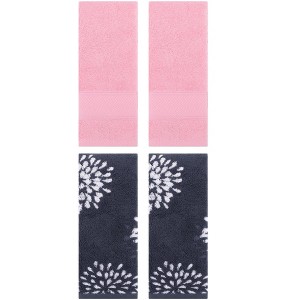 REGALWOVEN 4 Pcs Bathroom Decorative Cotton Soft Absorbent Sold Striped Hand Towel 14" x 30" - 1 of 4