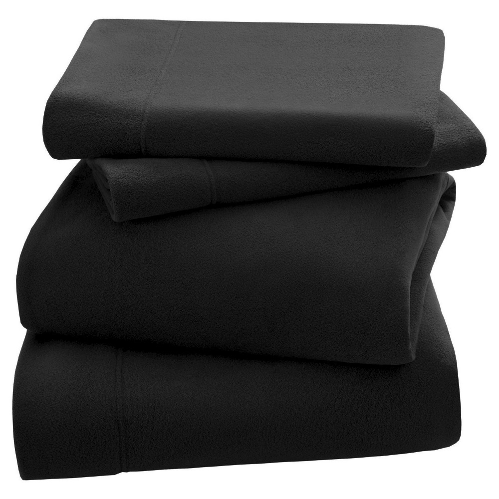 Photos - Bed Linen Peak Performance 3M Scotchgard Micro Fleece Sheet Set  Black (Queen)