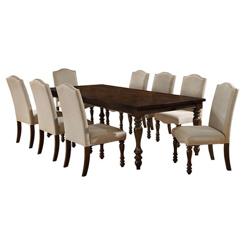 9pc Prestorn Classic Extendable Dining, Baxenburg Dining Table