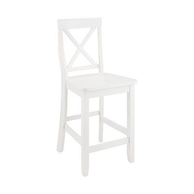Classic White Solid Wood X-Back 24" Counter Stool Set