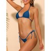 INSPIRE CHIC Women's Halter Tie Side Drawstring Thong Triangle Bottoms Basic Bikini Sets Swimsuits 2 Sets - 2 of 4