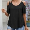 Womens Cold Shoulder Top Basic T Shirts 3/4 Sleeve Casual Blouse Tshirts - 2 of 4