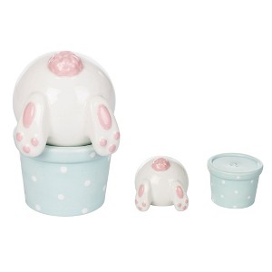 Transpac Ceramic Easter Bunny Tail Pail Salt and Pepper Set of 2 Home Decorations Easter - 1 of 2