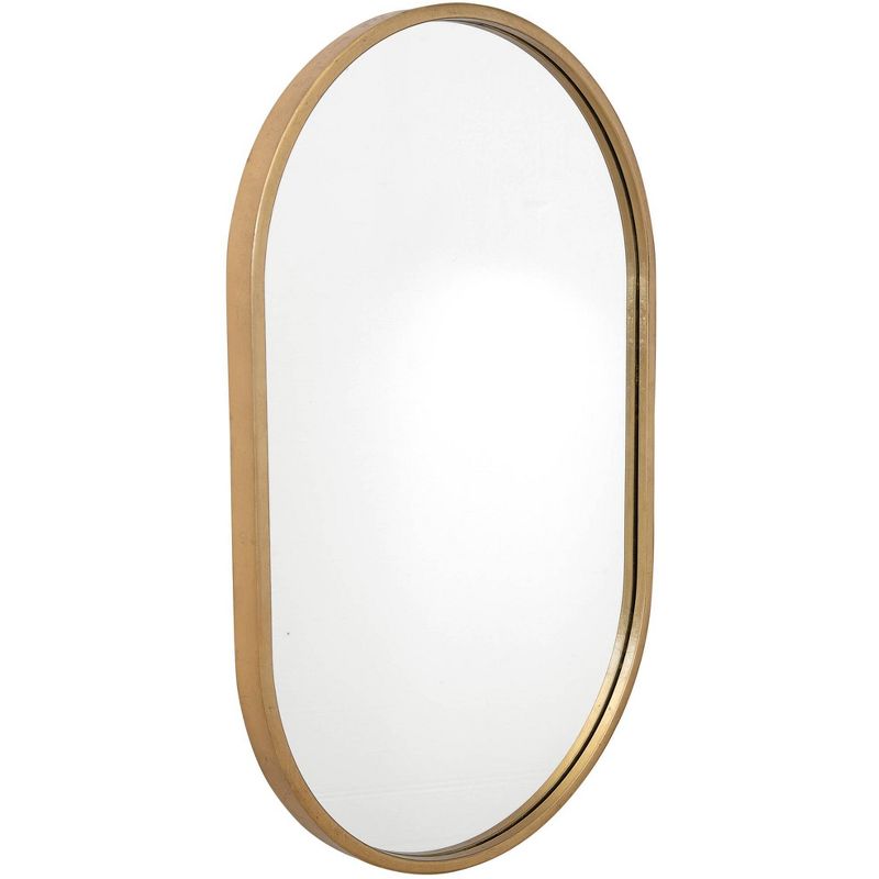 Uttermost Oval Vanity Accent Wall Mirror Antique Gold Leaf Iron Frame 20" Wide for Bathroom Bedroom Living Room House Office, 1 of 2