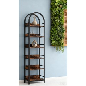 Gulches 6-Tier Bookshelf, 78.7" Narrow Arched Display Shelf Bookcase for Home Office - 1 of 4