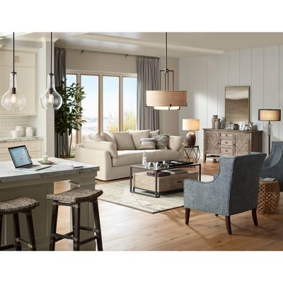 Bronze Drum Chandelier with Frosted Glass Shade