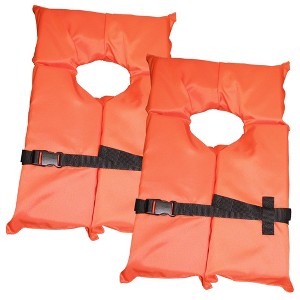 2 Pack Coast Guard approved life jackets for adults. High visibility color Type II keyhole life vest. Compliance flotation device - 1 of 4