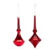 Modern Red Glass Finial & Drop Christmas Ornaments, Set of 6 – 10.5"H Tall Holiday Tree Decor by Melrose - 2 of 4