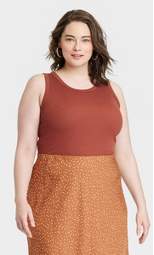 A New Day Womens Brown Crop Soft Tank Top NWT Size XL-7618