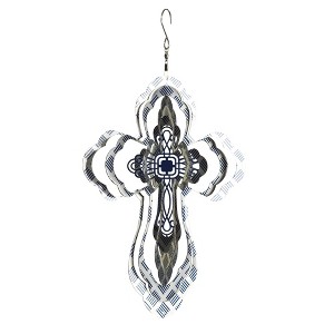 Dicksons Multidimensional Navy Blue Lines 12 inch Stainless Steel Wind Spinner Outdoor Accessory - 1 of 2