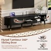 75" Mid-Century Modern Fluted TV Stand with Sliding Doors & Charging Station for 80” TV,Living Room or Bedroom-Baofuwish - 2 of 4