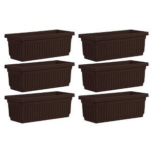 HC Companies 29.5 Inch Outdoor Fluted Plastic Venetian Flower Box for Patio, Flowers, Vegetables, or Succulents, Chocolate (6 Pack) - 1 of 4