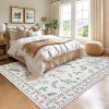 9x12 Beige Washable Rug, Butterfly Floral Insect Carpet, Stain-Resistant Non-Slip Low Pile Foldable Floor Cover for Bedroom, Nursery, Apartment - 3 of 4