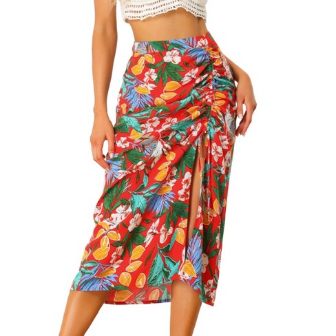 High waist skirt, Tropical maxi skirt