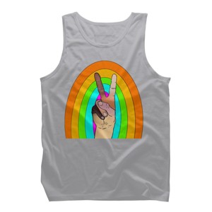 Design By Humans Peace Hand Symbol Stripes By PaperRescueDesigns Tank Top - 1 of 4