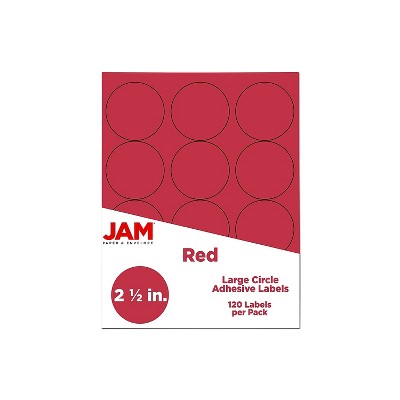 JAM Paper Circle Round Label Sticker Seals 2.5 Inch Diameter Red 120/Pack 147628585