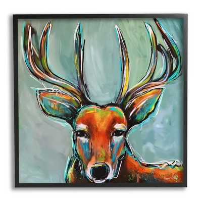 Stupell Industries Modern Urban Deer Painting Framed Giclee Art