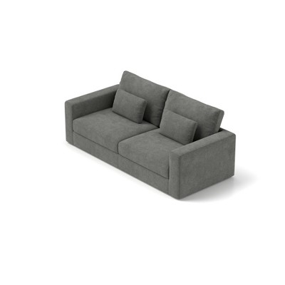 UNISOAR 85" Modern 3-Seater Sofa in Natural Linen, Deep Seat with Upholstered Cushion & Detachable Cover, for Small Spaces, Beige/Dark Gray/Light Gray