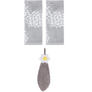 REGALWOVEN 3 Pcs Absorbent Soft Decorative Hand Towel for Bathroom - 1 of 4