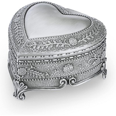 Vintage Heart Shape Jewelry Box - Antique Ring/Earrings/Necklace Storage, Trinket Keepsake