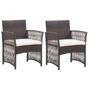 vidaXL Patio Armchairs with Cushions 2 pcs Brown Poly Rattan - 1 of 4