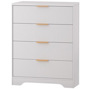 Fluted Dresser for Bedroom with 4 /5Drawers, 38.6"/47" Tall Modern Dresser with Gold Metal Handles, Wide Chest of Drawers - 1 of 4