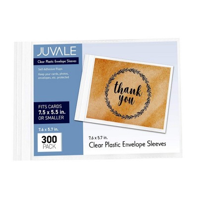 300-Pack Clear Plastic Envelope Bags, Greeting Card Sleeves, 7.5 x 5.5 inches