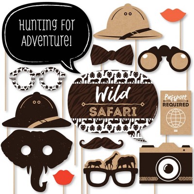 Big Dot of Happiness Wild Safari - African Jungle Adventure Birthday Party or Baby Shower Photo Booth Props Kit - 20 Count