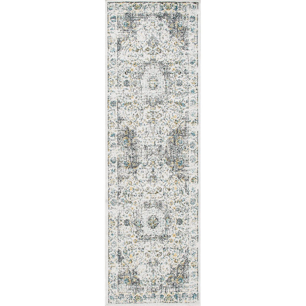 2'7inx8' Runner Verona Vintage Persian Style Rug Gray - nuLOOM