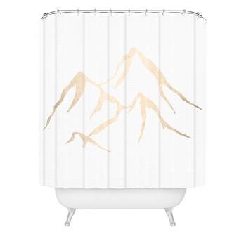 Nature Magic Adventure Mountains Christmas Shower Curtain Black/Brown - Deny Designs