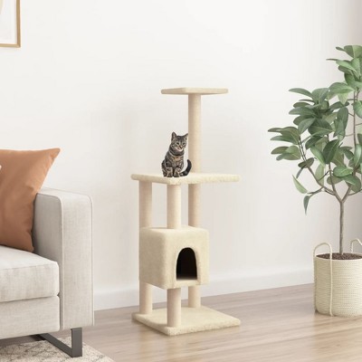 vidaXL Cat Tree Cream Engineered wood, plush, sisal Cat Tree Rectangular