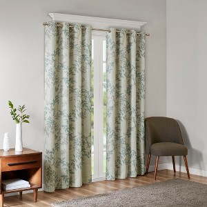 Grungis 50x84 Inch Polyester Printed Botanical Blackout Curtain Panels for Living Room - 1 of 4