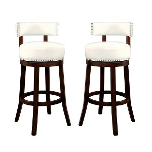CLIHOME 30-Inch Swivel Bar Stool with Nailhead Trim and Padded Leatherette Seat - 1 of 4
