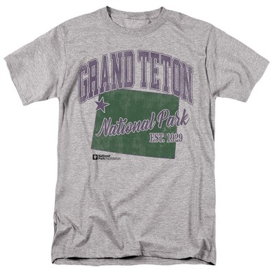 Grand Teton National Park State Line Adult T-Shirt Athletic Heather