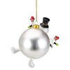 Northlight 4.25" Round Snowman with Black Top Hat Glass Christmas Ornament - image 4 of 4