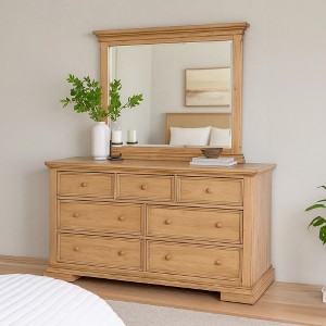 Royal Hampton Dresser Mirror, Bevel Glass, Natural Oak Brown Solid Wood, 38x44 - 1 of 4