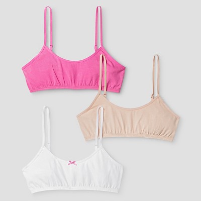 Girls' 3pk Cotton Cami Bra - Cat & Jack™ Pink/white/beige S : Target