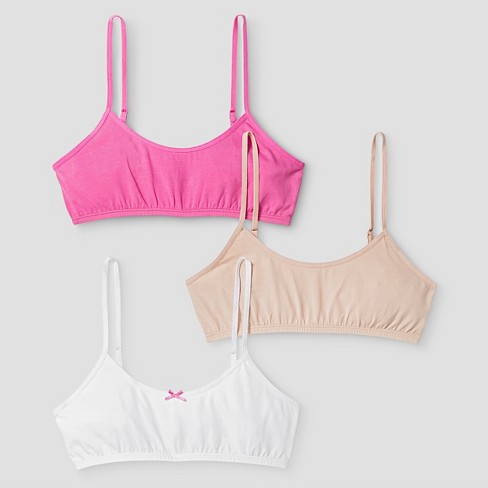 Girls' 3pk Cotton Cami Bra - Cat & Jack™ Pink/white/beige Xl : Target
