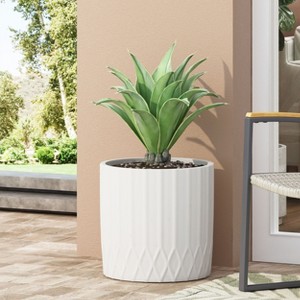 Okak Dots Stylish Antique White Planter, Modern Durable Weather Resistant and Versatile Planter for Indoor/Outdoor - 1 of 4