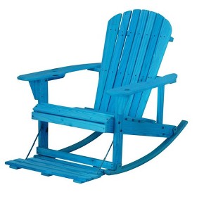 Jiallo Zero Gravity Collection Sky Blue Adirondack Rocking Chair with Built-in Footrest - 1 of 4