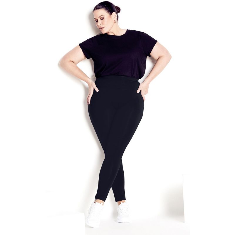Women's Plus Size Supima® High Rise Legging Black - tall | AVENUE LEISURE, 1 of 4
