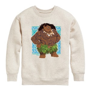 Boys' Moana 2 Maui the Demigod Graphic Long Sleeve Fleece Sweatshirt - Natural - Large - 1 of 4