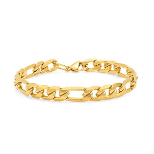 Steeltime Men's stainless steel accented figaro chain link bracelet. Color Options: Silver, Gold - 1 of 4