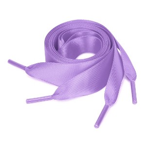 Elerevyo Women's Satin Flat Ribbon Shoelaces Sneakers Canvas Shoestrings 2 Pairs - 1 of 4