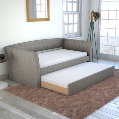 Twin Olivia Linen Upholstered Sofa Daybed with Trundle - Eco Dream