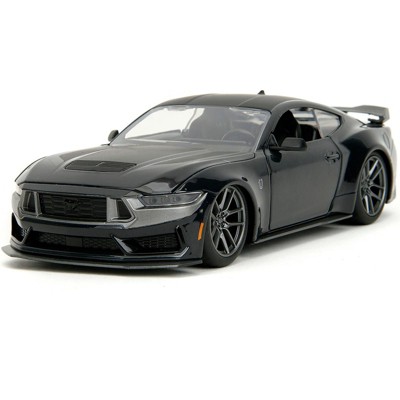 2024 Ford Mustang Dark House Black Metallic with Matt Black Hood and Top "Bigtime Muscle" Series 1/24 Die Cast Model Car by Jada