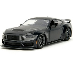 2024 Ford Mustang Dark House Black Metallic with Matt Black Hood and Top "Bigtime Muscle" Series 1/24 Die Cast Model Car by Jada - 1 of 4