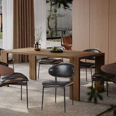 Set of 2 Mid-Century Modern Dining Chairs with Bentwood Back,Black PU Leather Seat & Metal Legs–The Pop Home