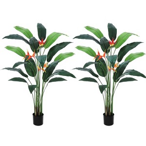 Artificial Bird of Paradise Tree 6-7FT Fake Palm Tree for Indoor Outdoor Housewarming Gift with 17 Trunks Faux Leaves - 1 of 4