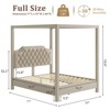Full/Queen Size Canopy Bed Frame with Nailhead Decoration Headboard，Upholstered Bed Frame with Poles 4 Corner Bed Bracket,No Box Spring Needed - 3 of 4